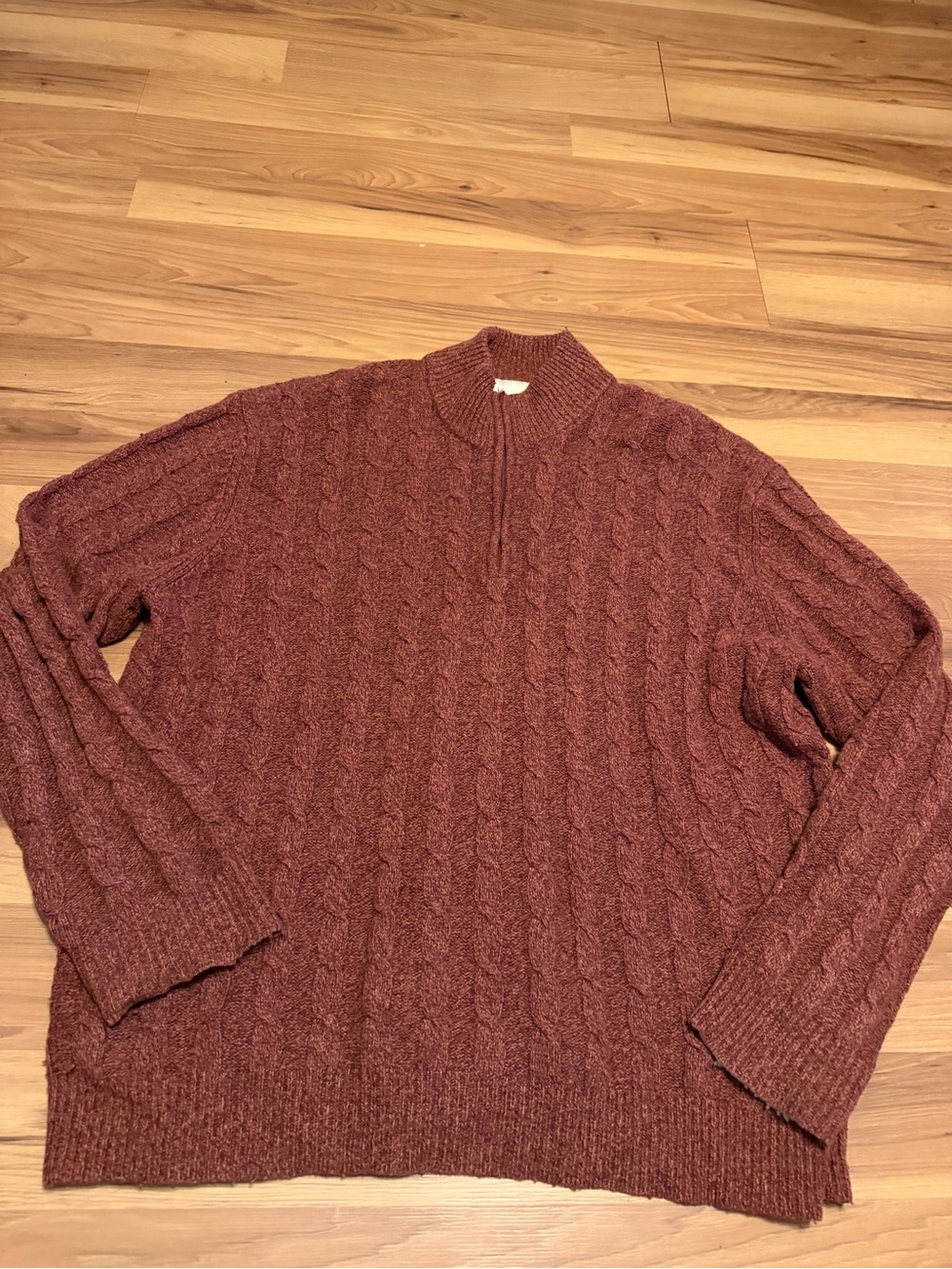 Cabela's Outfjtter Series Men's Wool Blend Cable-Knit Half-Zip Sweater - Rust